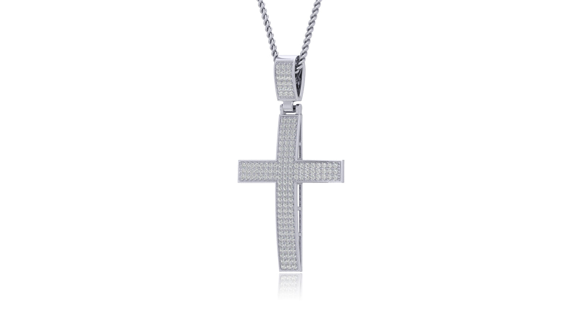 925 Silver Round Diamond Cross Pendant