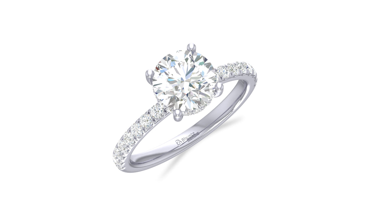 14K White Gold Round Diamond Engagement Ring