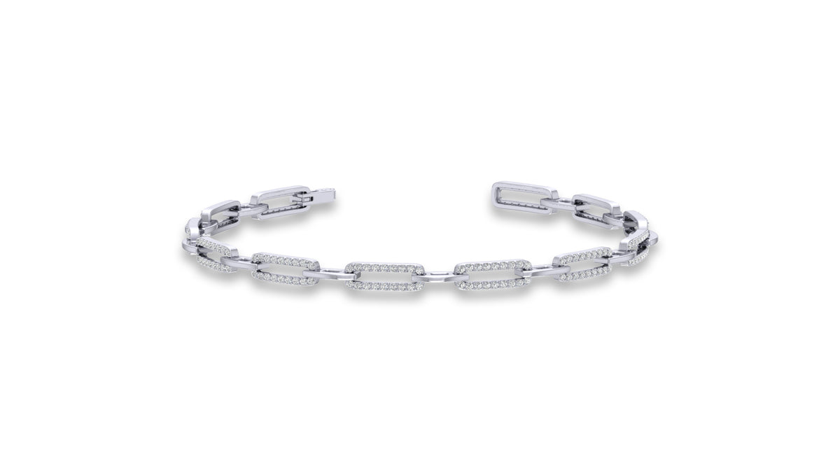 925 Silver Round Diamond Link Bracelet