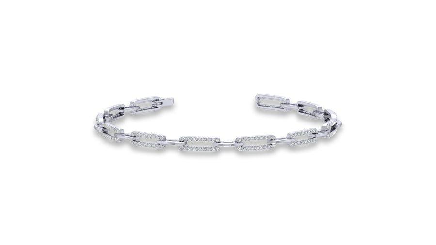 925 Silver Round Diamond Link Bracelet