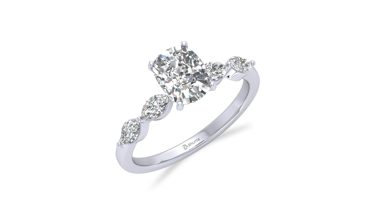 925 Silver Cushion Cut Diamond Engagement Ring