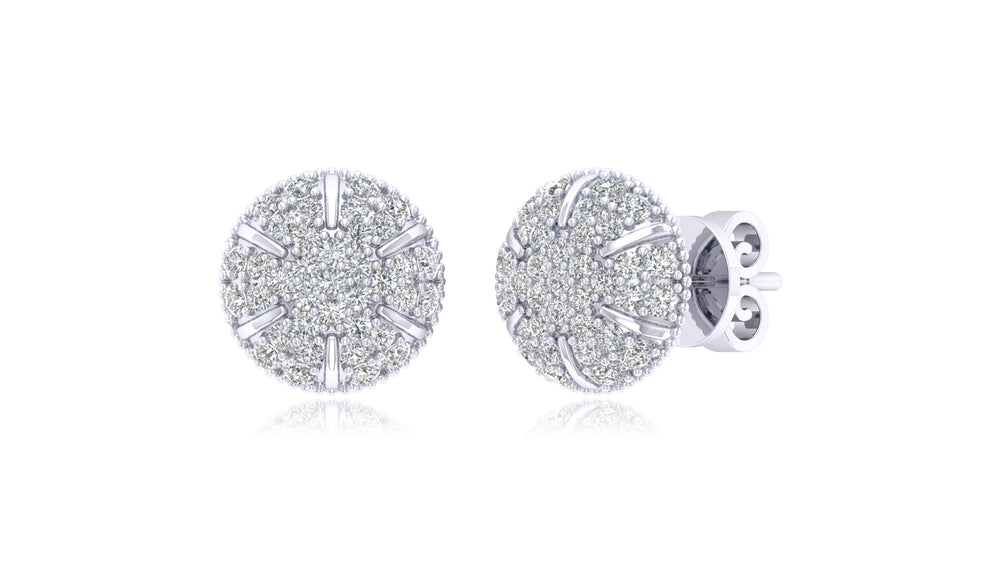 925 Silver Round Halo Diamond Stud Earrings
