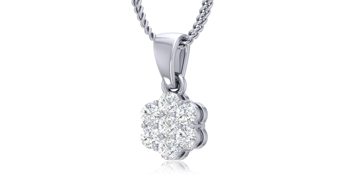 925 Silver Round Diamond Flower Pendant