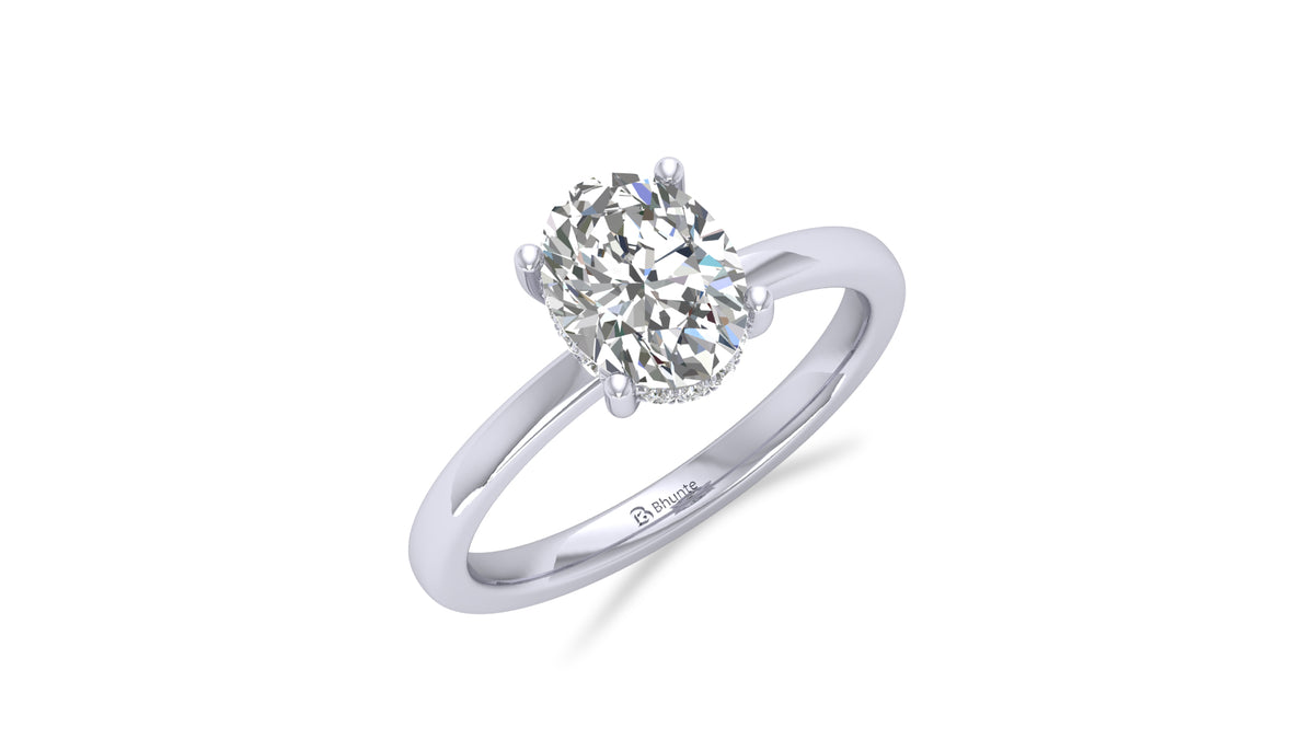 925 Silver Oval Diamond Solitaire Engagement Ring
