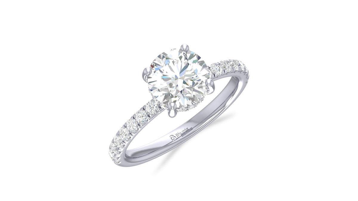14K White Gold Round Diamond Engagement Ring