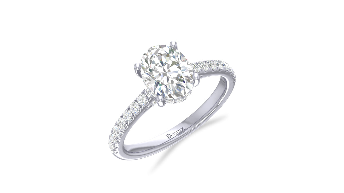 925 Silver Oval Diamond Engagement Ring