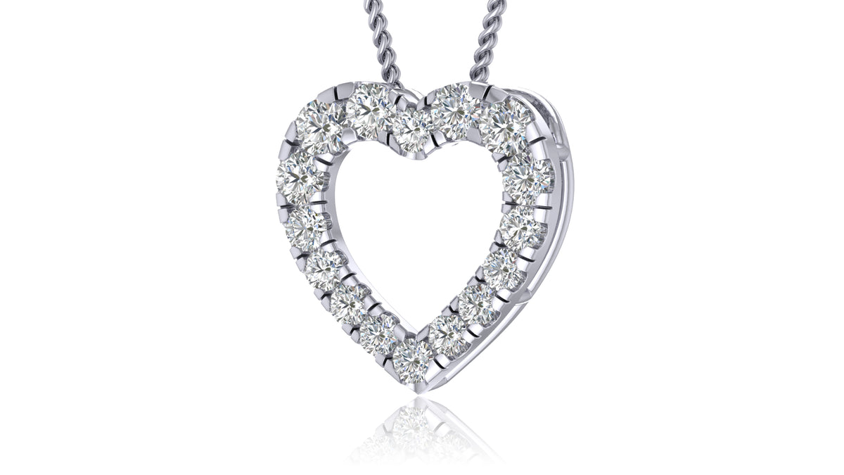 925 Silver Heart-Shaped Diamond Pendant