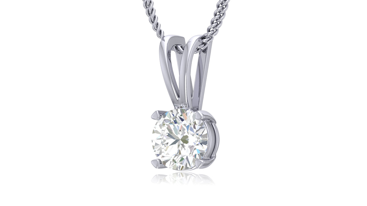 925 Silver Round Diamond Solitaire Pendant
