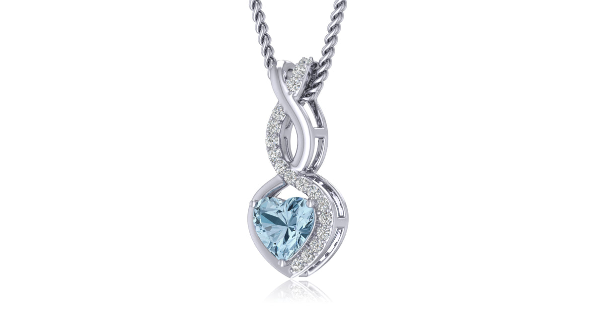 925 Silver Blue Heart Diamond Pendant