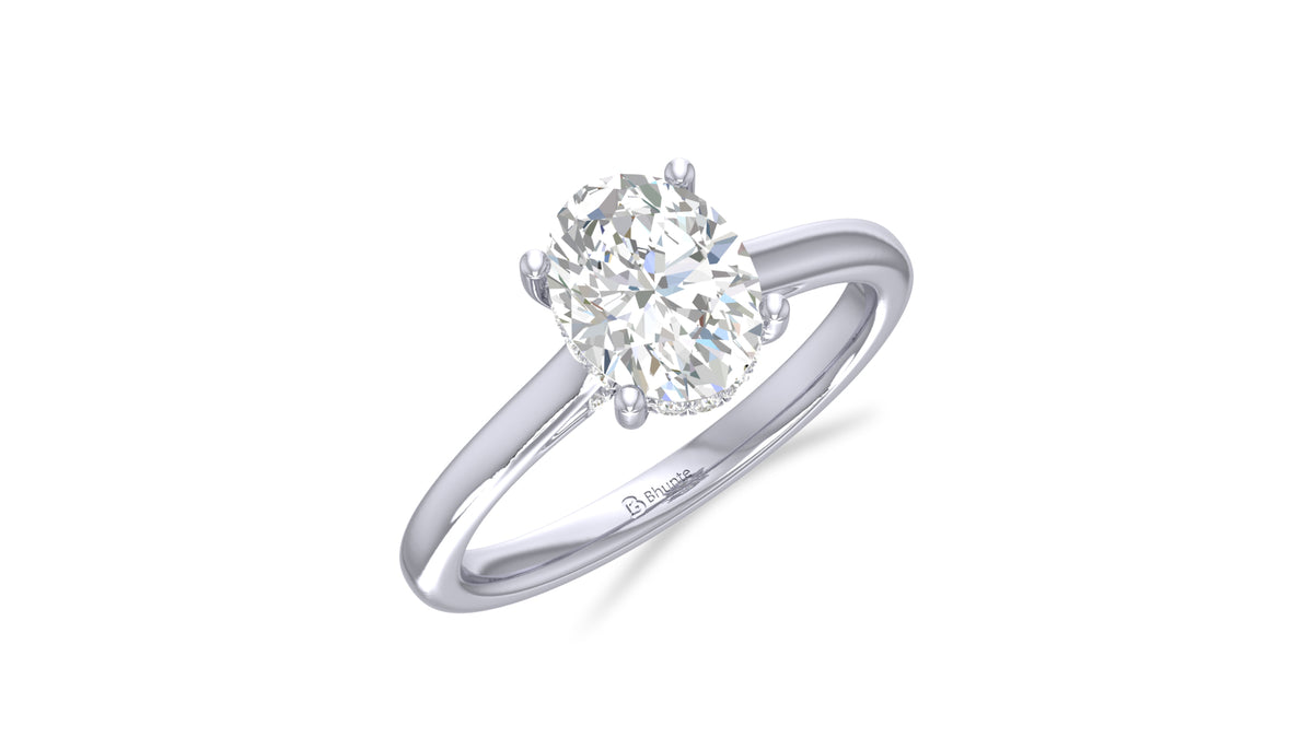 14K White Gold Oval Diamond Engagement Ring