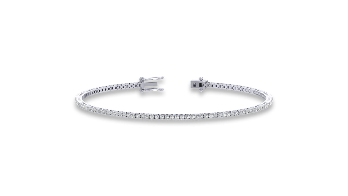 14K White Gold Round Diamond Tennis Bracelet