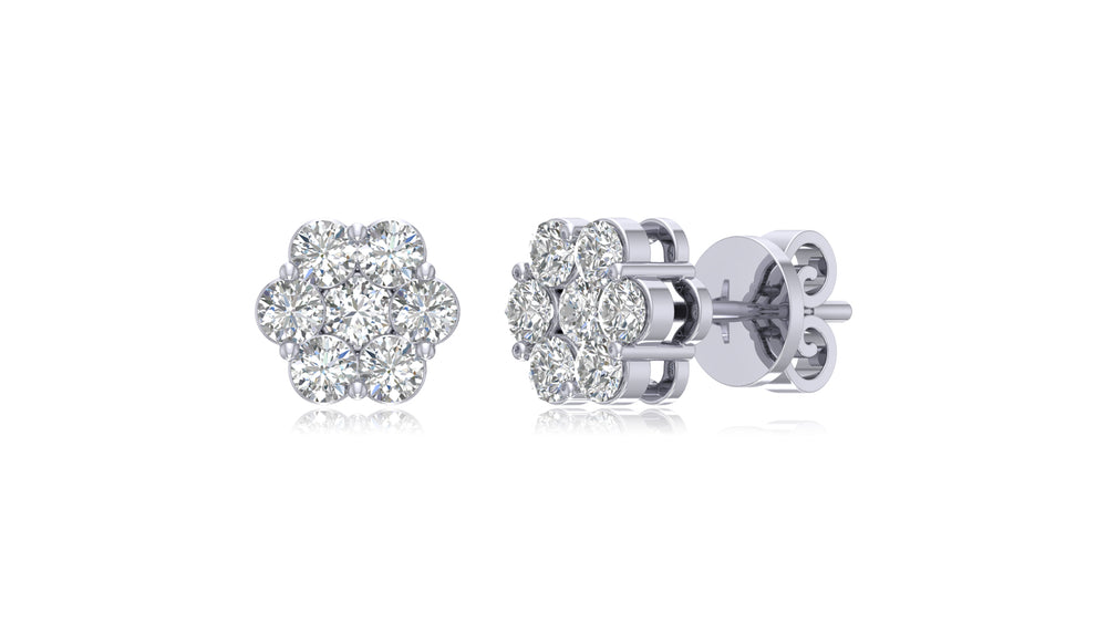 925 Silver Cluster Diamond Stud Earrings