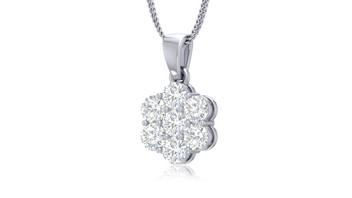 925 Silver Round Diamond Flower Pendant