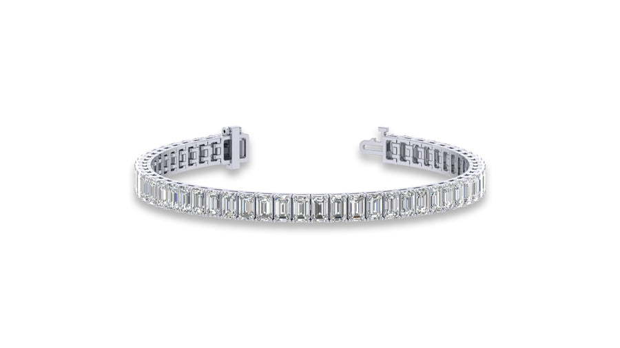 925 Silver Emerald Cut Diamond Tennis Bracelet