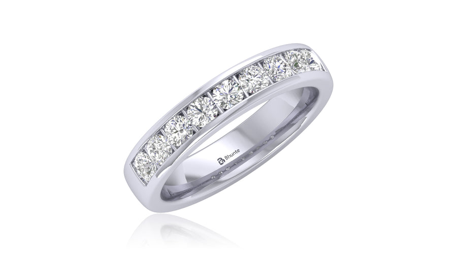 925 Silver Round Diamond Channel Band Ring