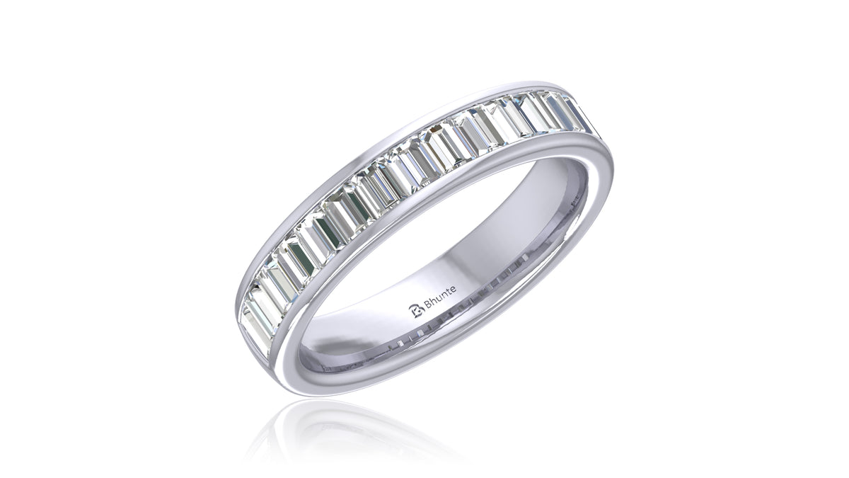 14K White Gold Baguette Diamond Band Ring