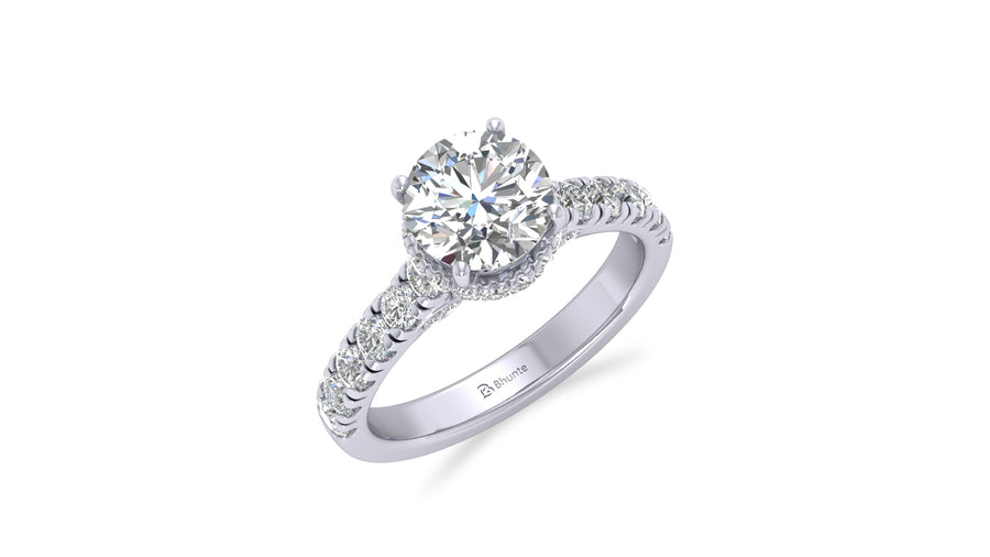 Round Diamond Halo Engagement Ring in 14KT White Gold