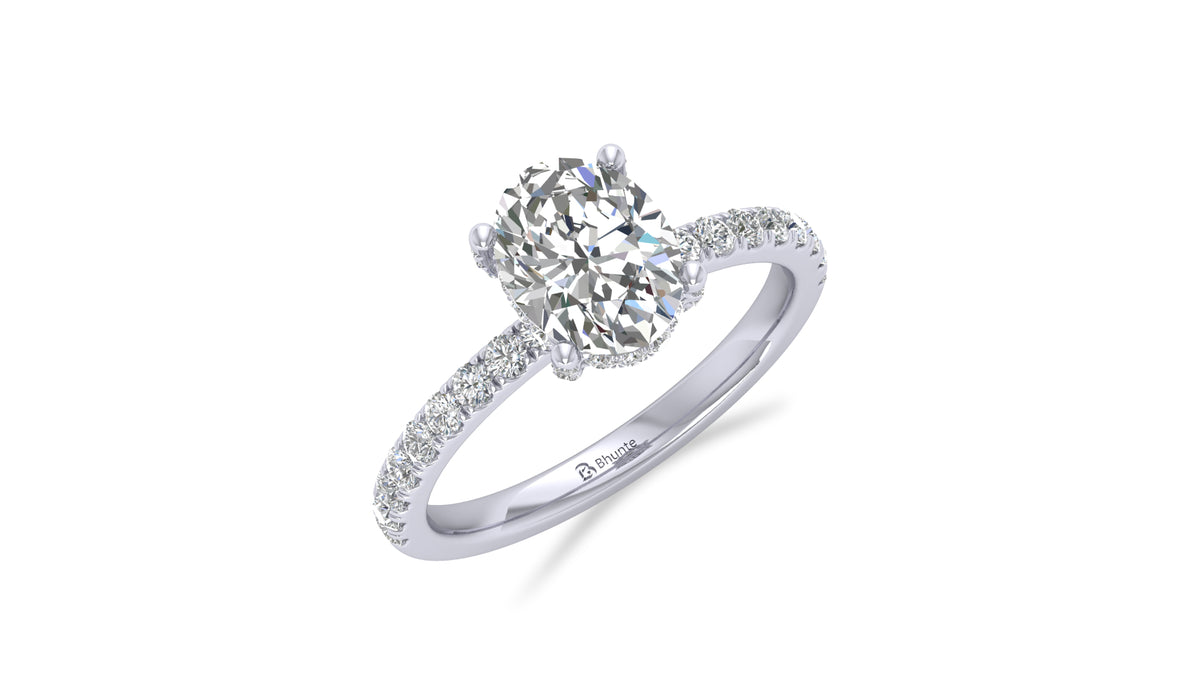 925 Silver Oval Diamond Engagement Ring