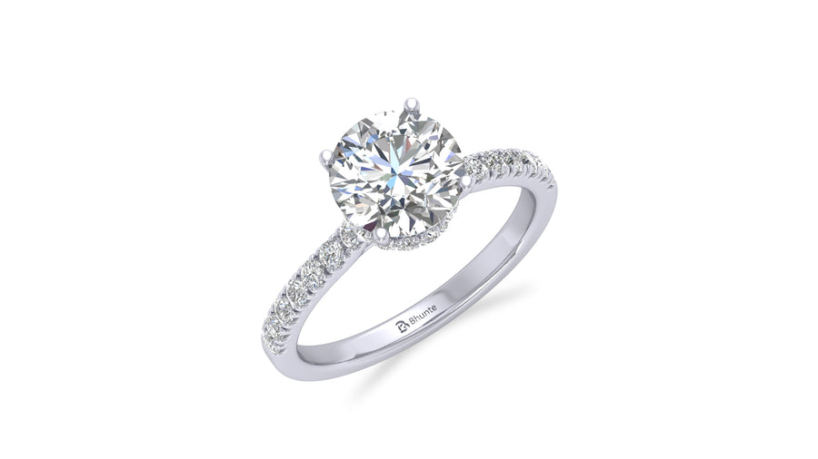 Round Diamond Halo Engagement Ring in 14KT White Gold