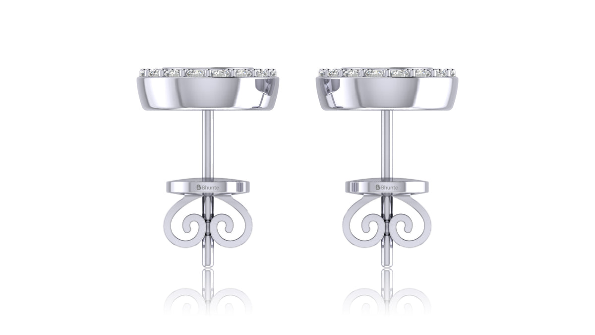 14K White Gold Diamond Crown Stud Earrings