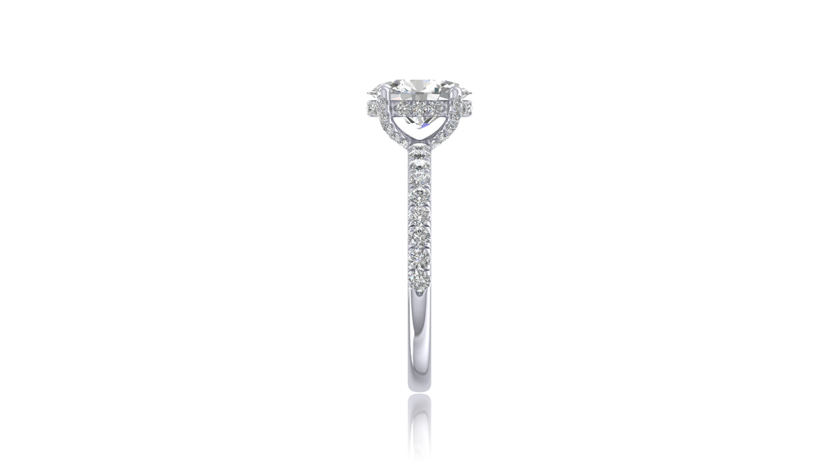 925 Silver Oval Diamond Engagement Ring