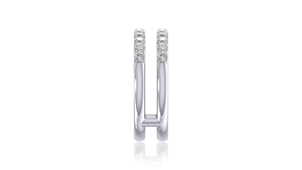 925 Silver Double Row Round Diamond Band Ring