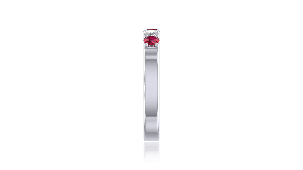 14K White Gold Ruby and Diamond Band Ring