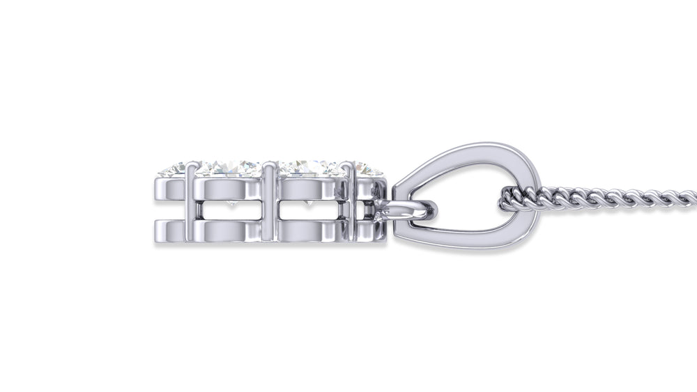 14K White Gold Round Diamond Flower Pendant