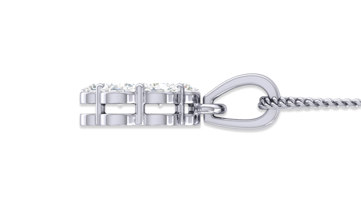 14K White Gold Round Diamond Flower Pendant