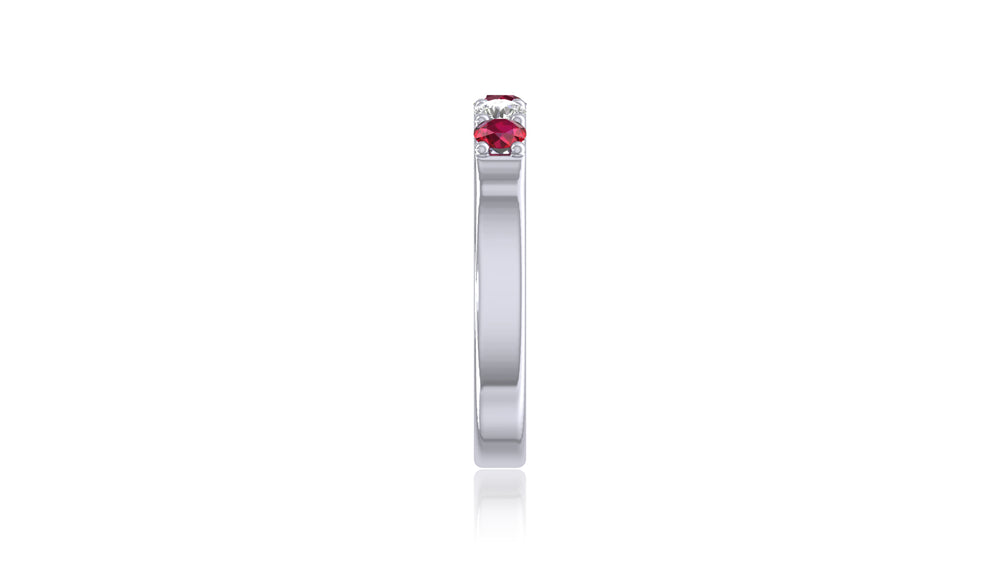 925 Silver Ruby and Diamond Band Ring