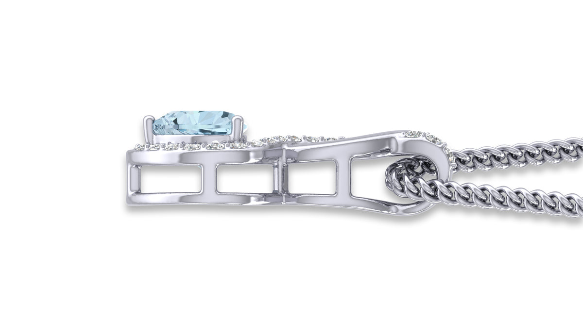 925 Silver Blue Heart Diamond Pendant