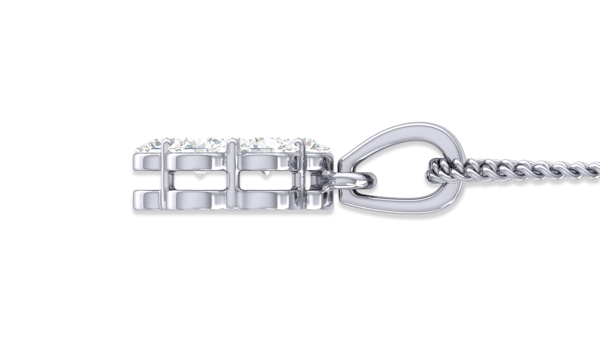 14K White Gold Round Diamond Flower Pendant