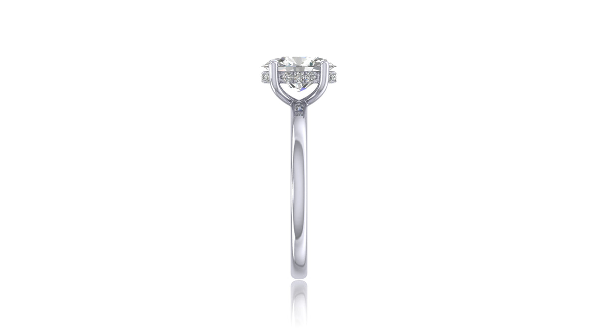 925 Silver Oval Diamond Solitaire Engagement Ring