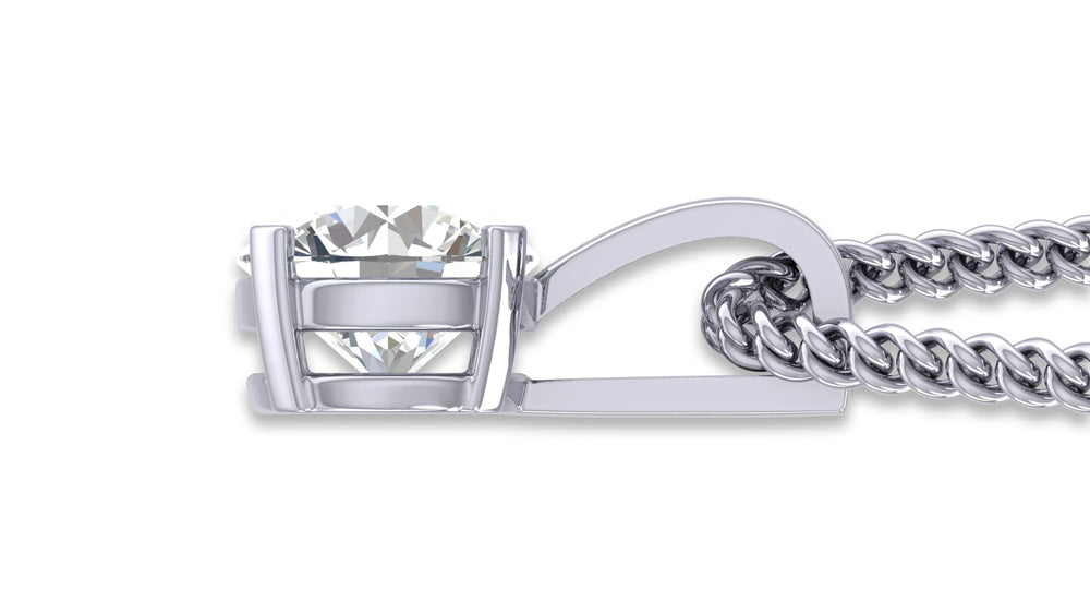 925 Silver Round Diamond Solitaire Pendant