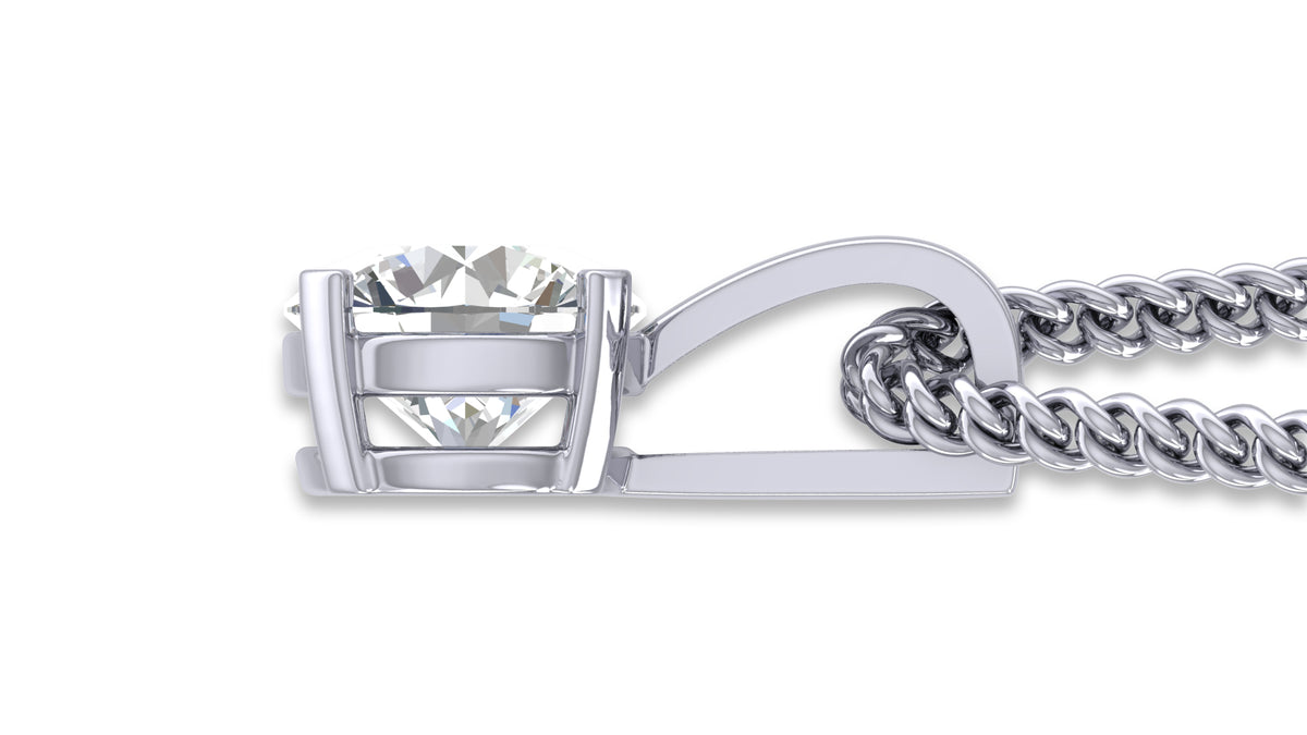 925 Silver Round Diamond Solitaire Pendant