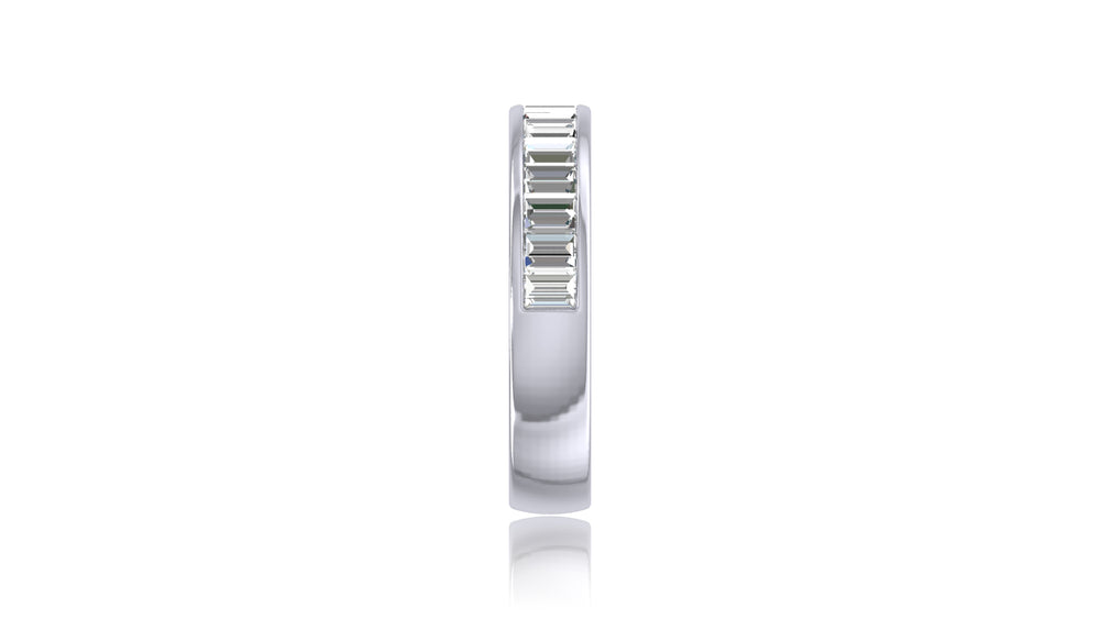 14K White Gold Baguette Diamond Band Ring