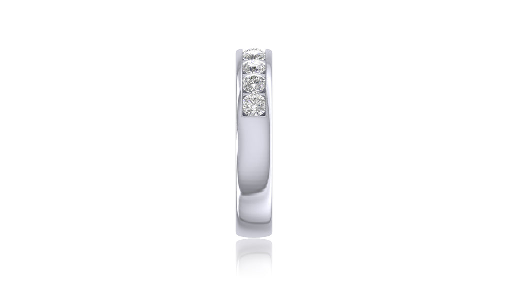 14K White Gold Round Diamond Channel Band Ring