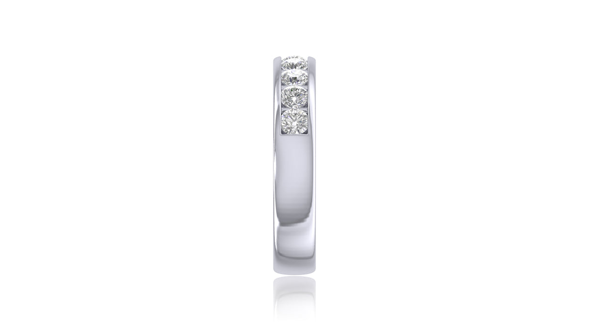 14K White Gold Round Diamond Channel Band Ring
