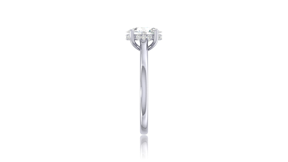 14K White Gold Oval Diamond Engagement Ring