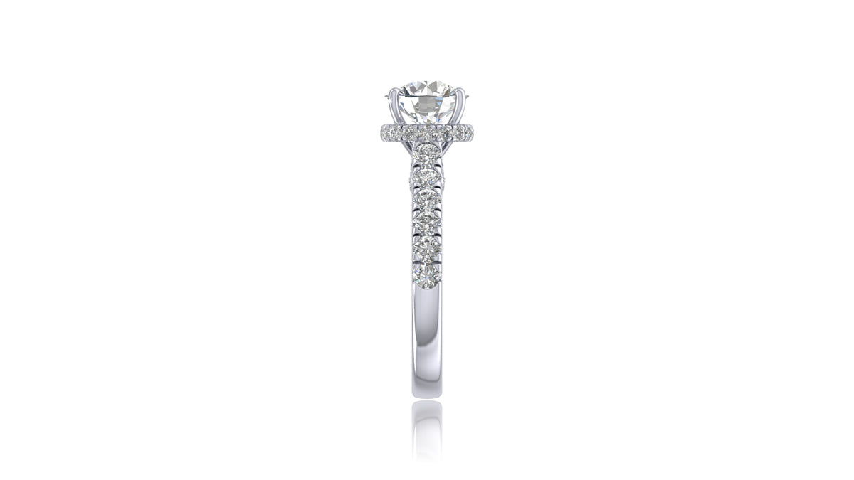 925 Silver Round Halo Diamond Engagement Ring
