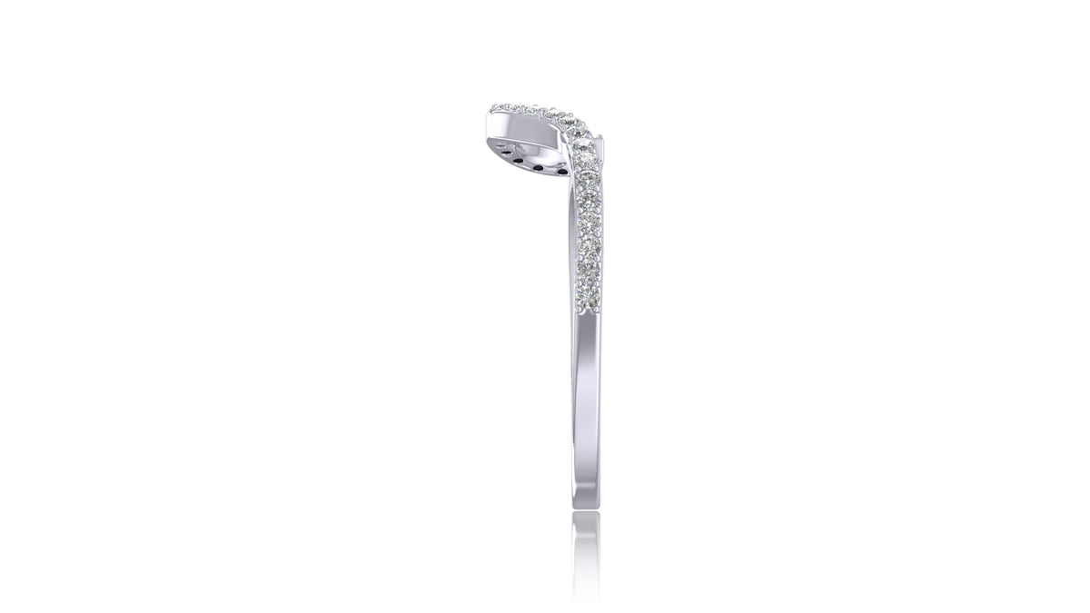 14K White Gold Curved Diamond Band Ring