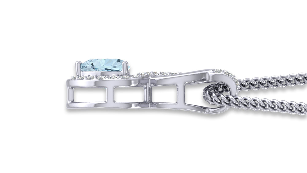 14K White Gold Blue Heart Diamond Pendant