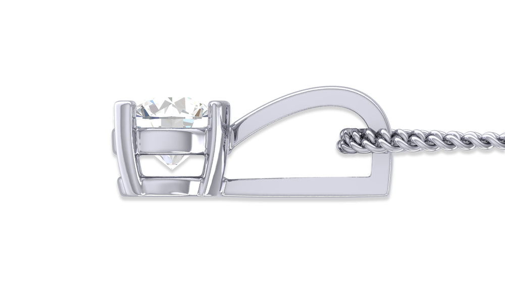 925 Silver Round Diamond Solitaire Pendant