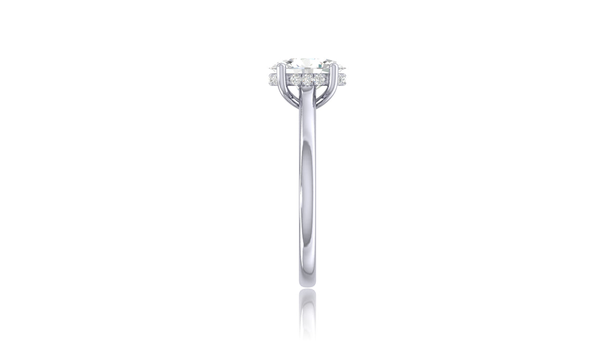 925 Silver Oval Diamond Engagement Ring