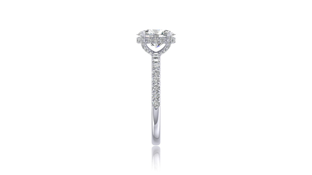 14K White Gold Oval Diamond Engagement Ring
