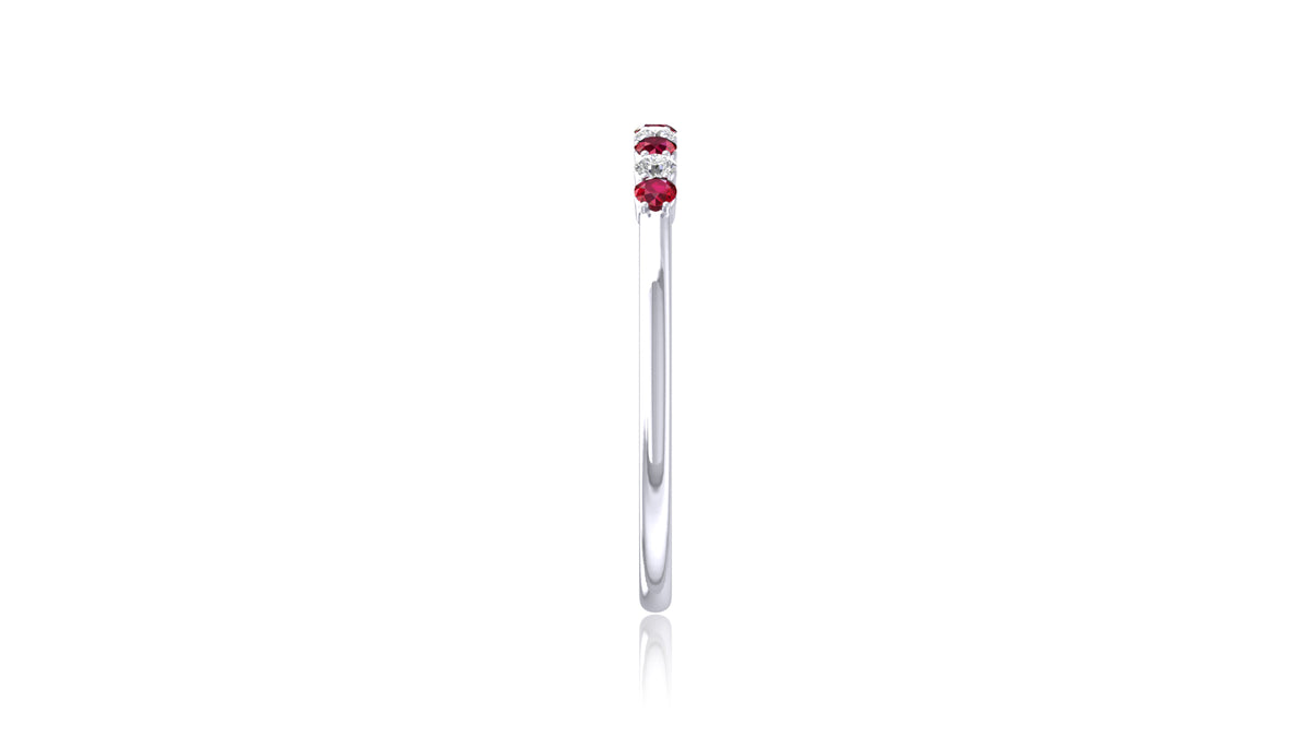 925 Silver Ruby and Diamond Band Ring