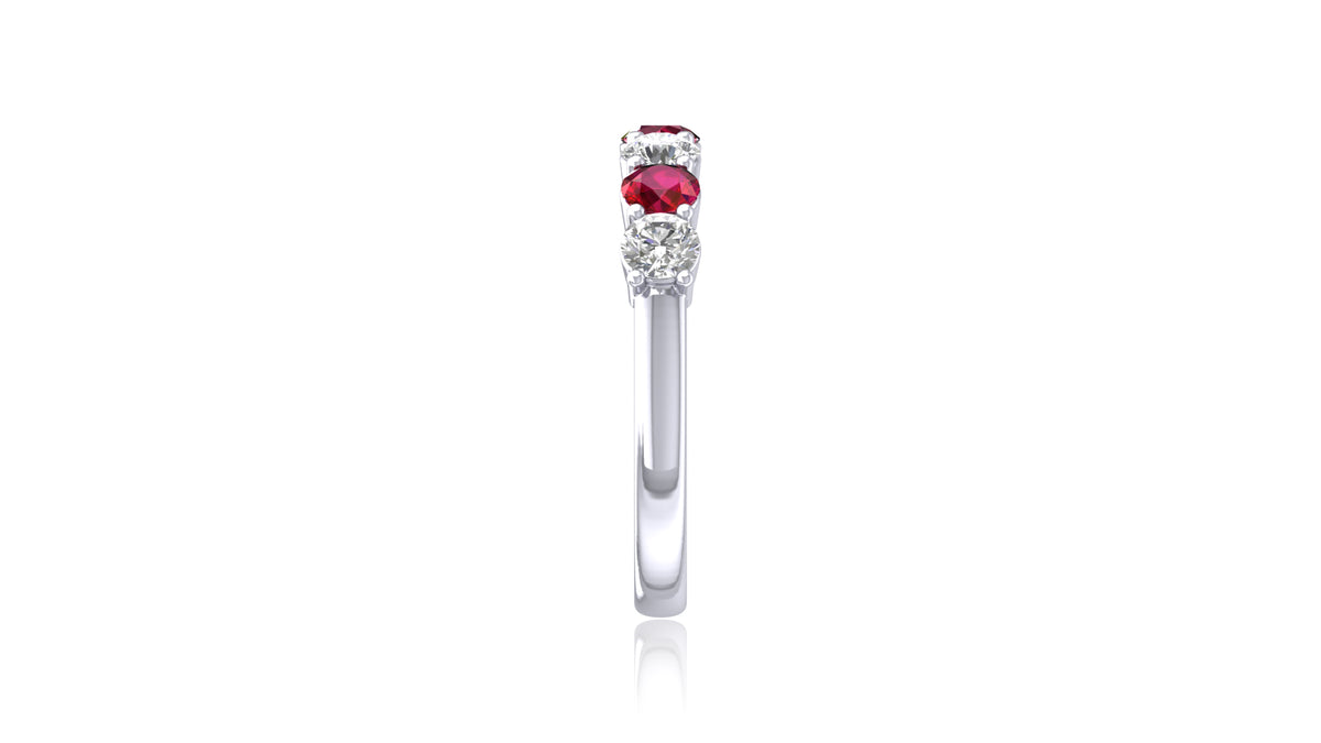 925 Silver Ruby and Diamond Band Ring
