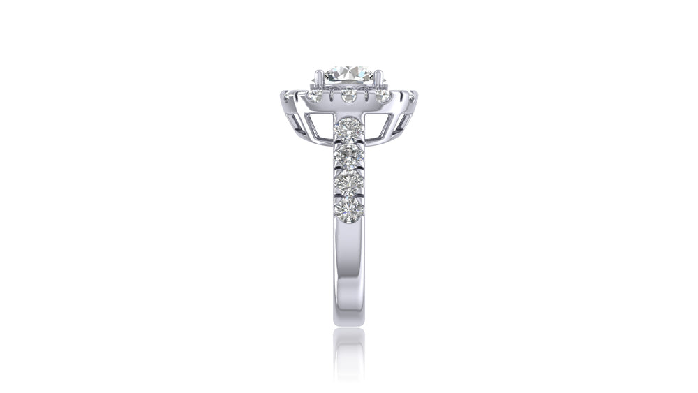 14K White Gold Round Halo Diamond Engagement Ring