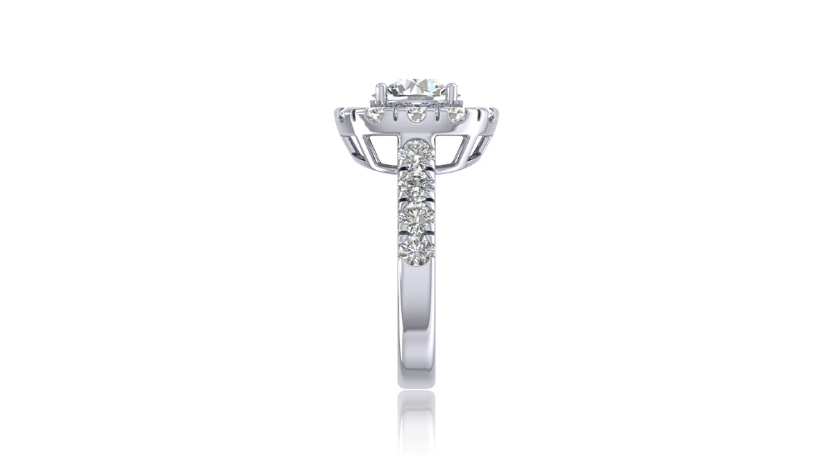 14K White Gold Round Halo Diamond Engagement Ring