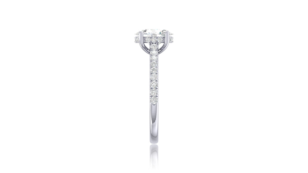 925 Silver Oval Diamond Engagement Ring